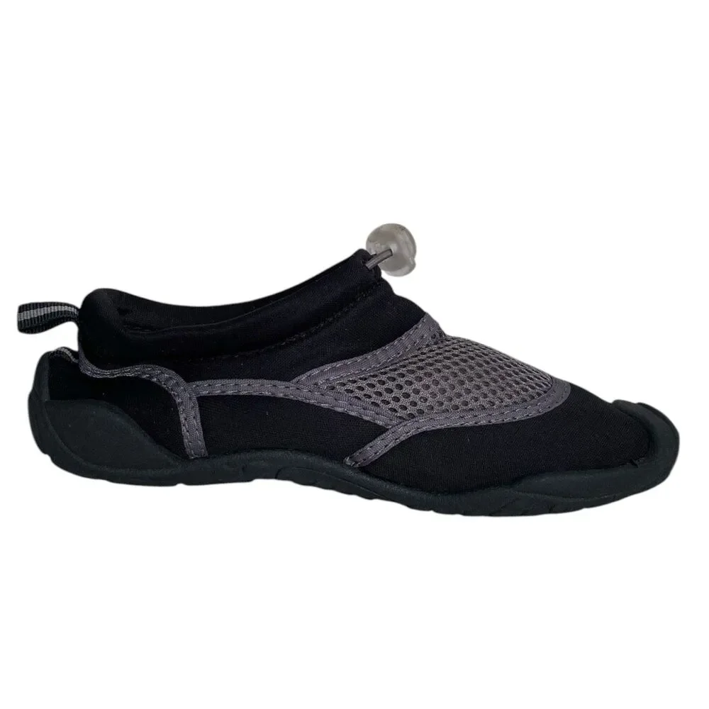 Kids Champion Water Shoes Black Gray Mesh Pull-On Beach Shoe Youth Size 13-1